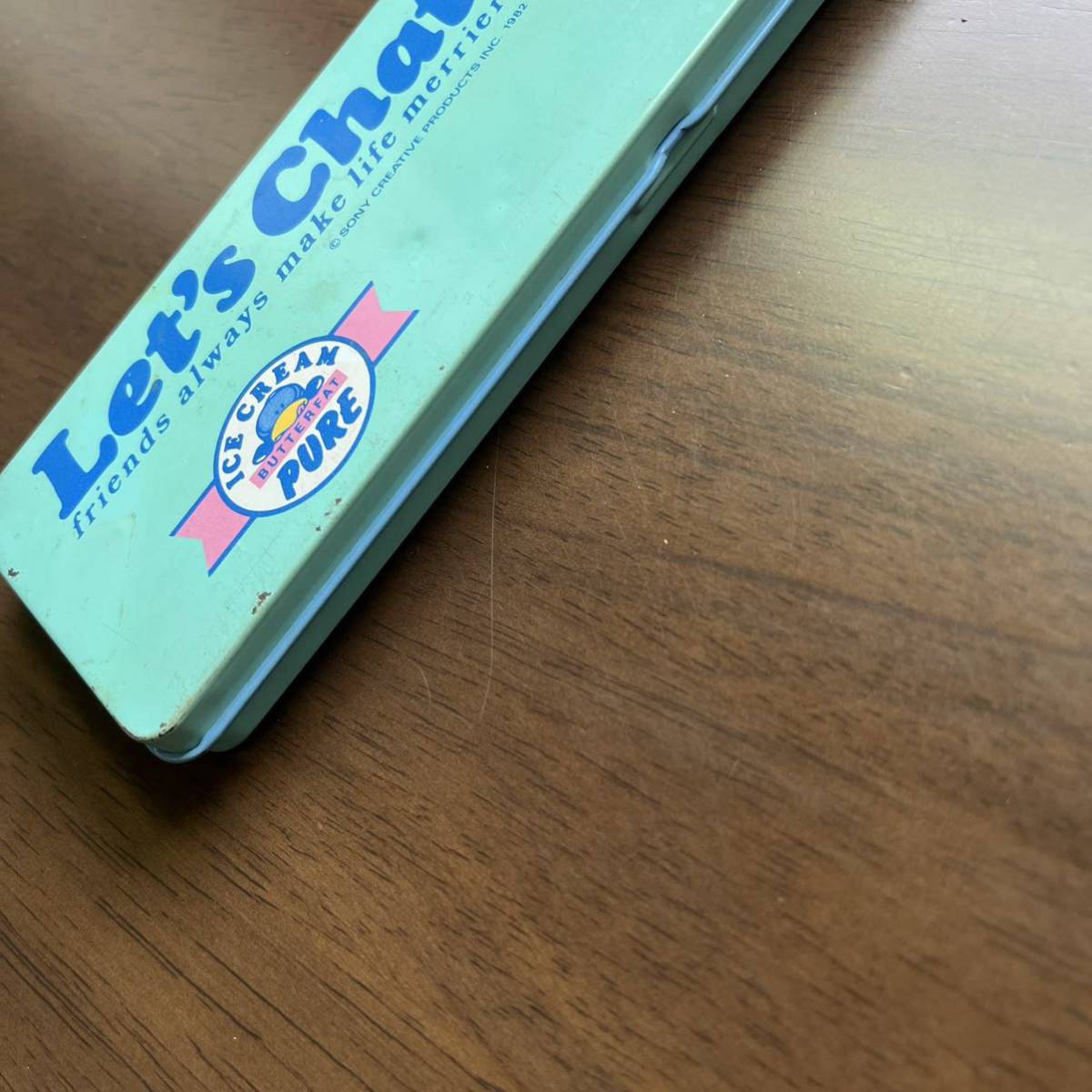 80年代 昭和レトロ LET'S CHAT レッツチャット 缶ペンケース アヒル