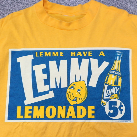 90s LEMMY LEMONADE Tシャツ イエロー レミー レモネード レモン ドリンク 炭酸 企業 キャラクター コーラ 1994 ヴィンテージ