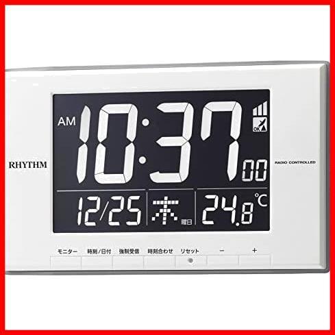 目覚まし時計 リズム(RHYTHM) 置き時計 電波時計 カレンダー 温度計 白 LED : | 12x19.4x2.1cm ☆ リズム時計工業(Rhythm) ライの インテリア小物の価格比較ならビカム 目覚まし時計の中古品
