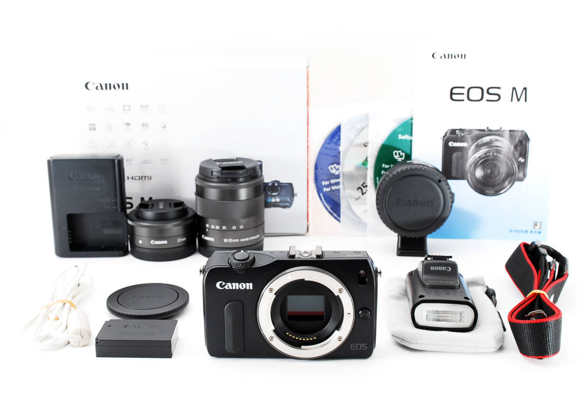 完全動作 元箱付 Canon キヤノン EOS M ダブルズームキット 元箱