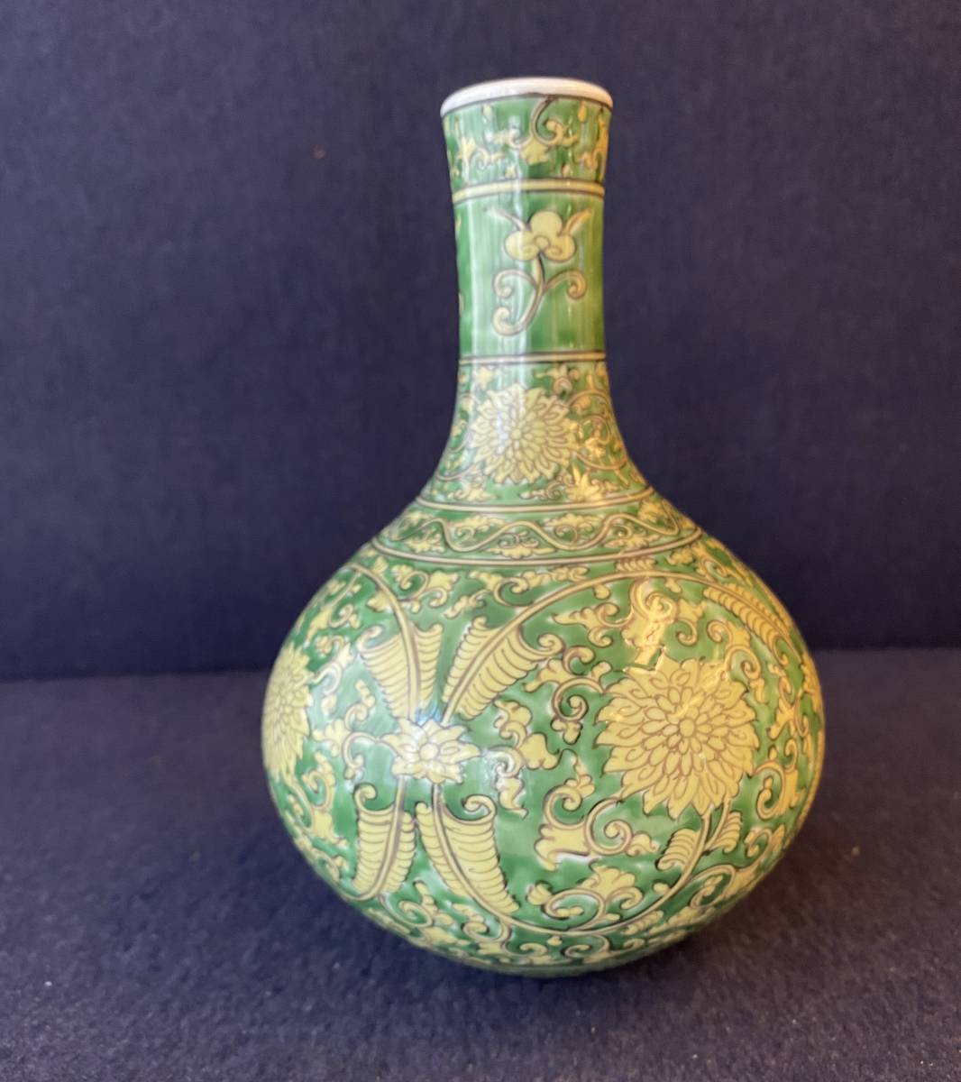 緑彩くし文つる付花生　花器　花入 源右衛門窯 日本伝統工芸品 源右衛門古伊万里の伝統日本の名窯舘林
