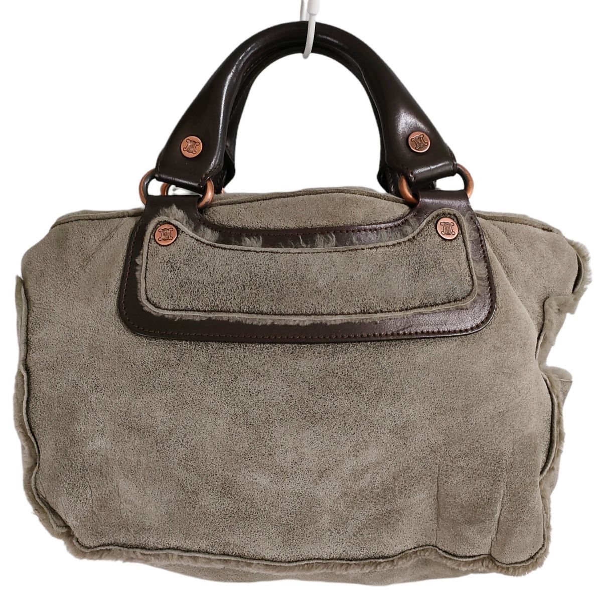 美品 CELINE セリーヌ ムートン ファー レザー ブギーバッグ 