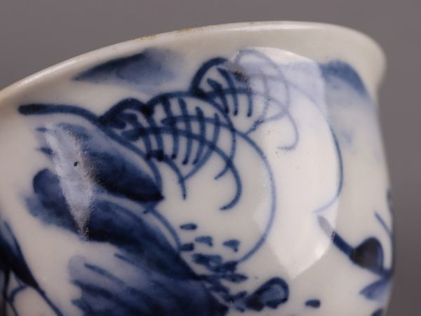 売り最激安 煎茶道具 染付 青華 竹泉造 煎茶碗 五客 時代物 極上品 初