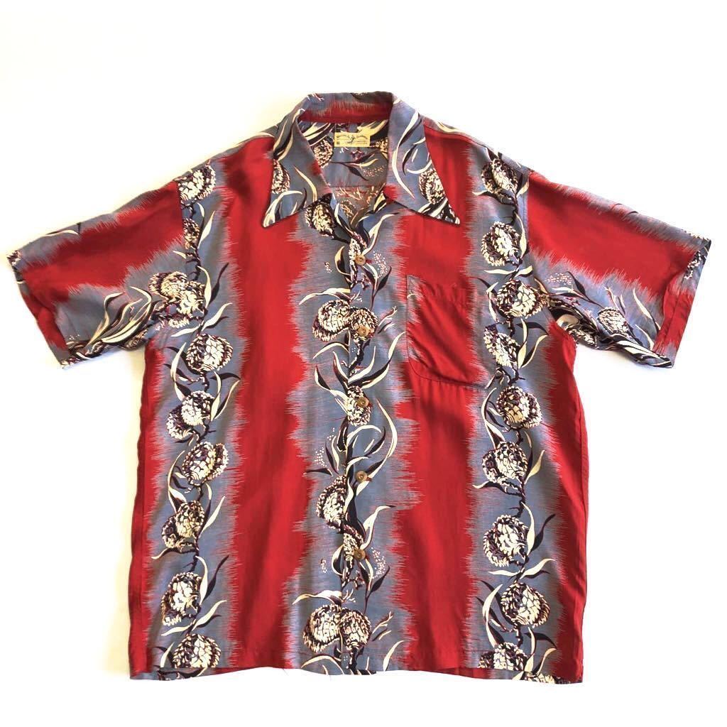 美品☆SUN SURF レーヨン ハワイアンシャツ M ビンテージ サンサーフ 