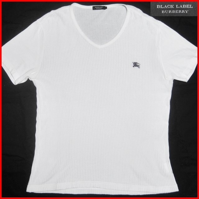 即決★BURBERRY BLACK LABEL★メンズ4≒XL位 半袖コットンシャツ バーバリーブラックレーベル 廃盤 ホワイト 白 Tシャツ アメカジ 三陽商会