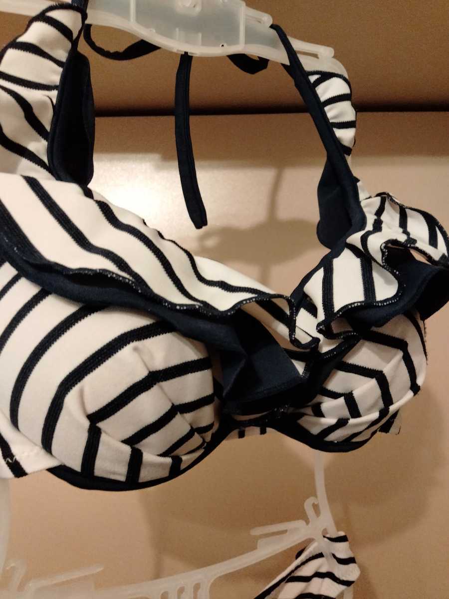 ネイビーとホワイトのストライプ セパレート水着 Mサイズ ネイビー