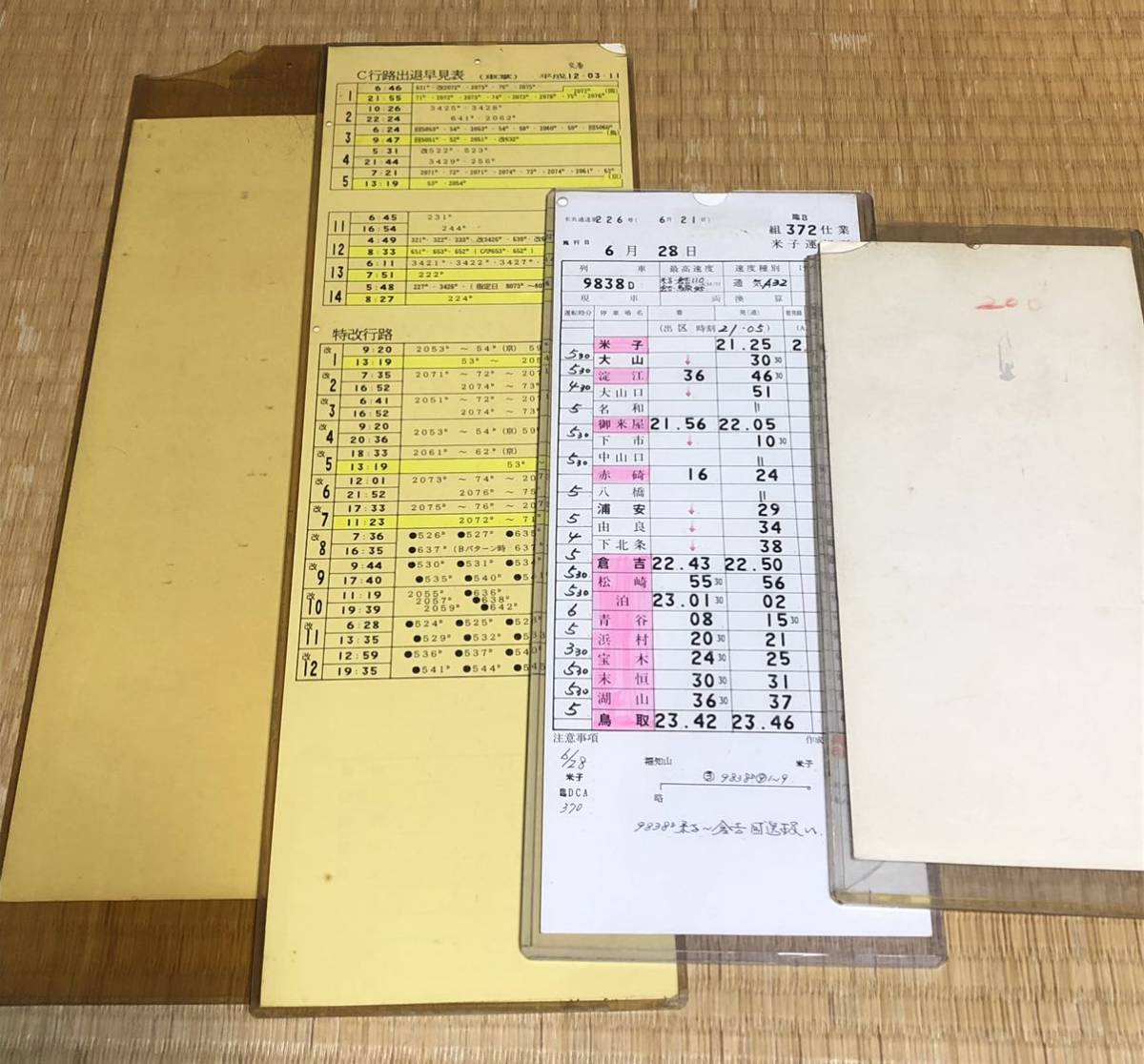 鉄道 スタフ 4枚セット ハードケース入り 山陰本線(廃品、放出品