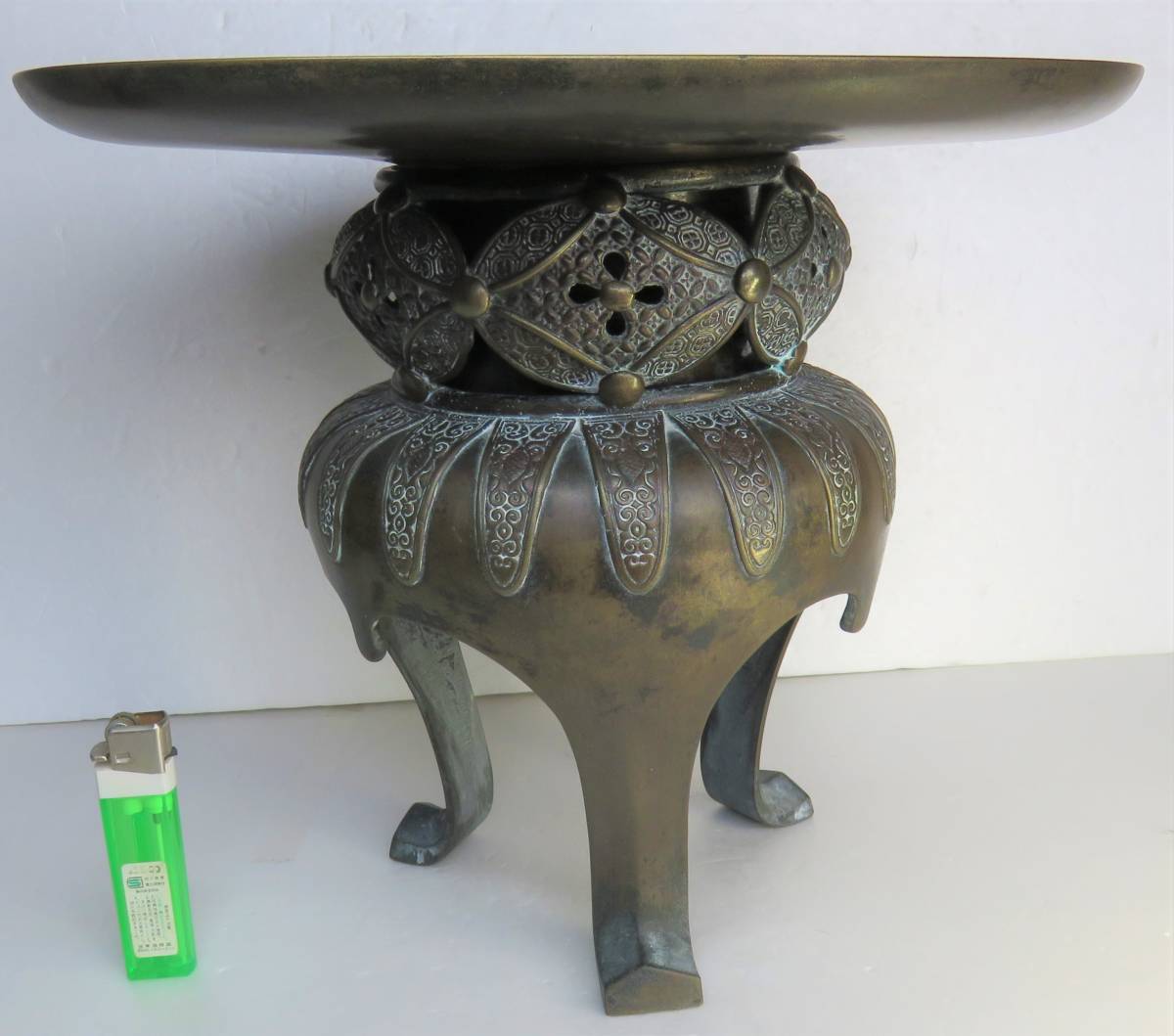 花器 銅製 薄端 鳥 象耳 彫金 骨董品 レトロ 商品の説明ご覧頂き