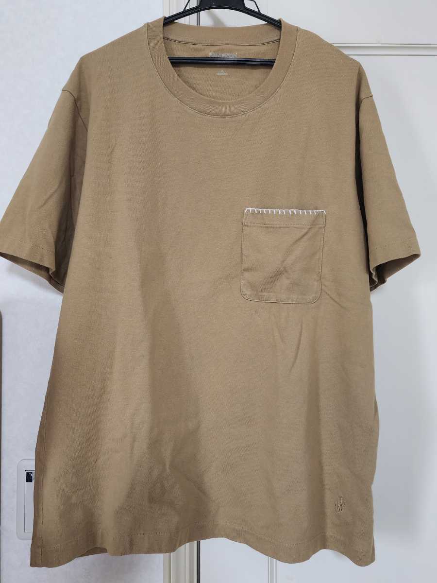 ☆ユニクロ ブランケットステッチTシャツ ブラウン メンズXL(used 