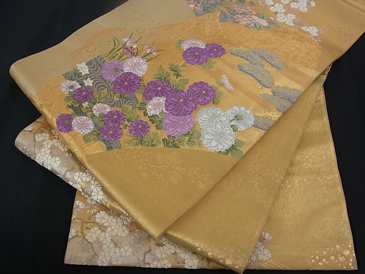 帝王紫 じゅらく謹製 六通柄袋帯 唐織 着物屋こころ□京の名門 袋帯 帯 