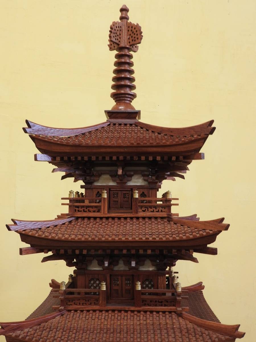 銘木 木造彫刻 五重塔