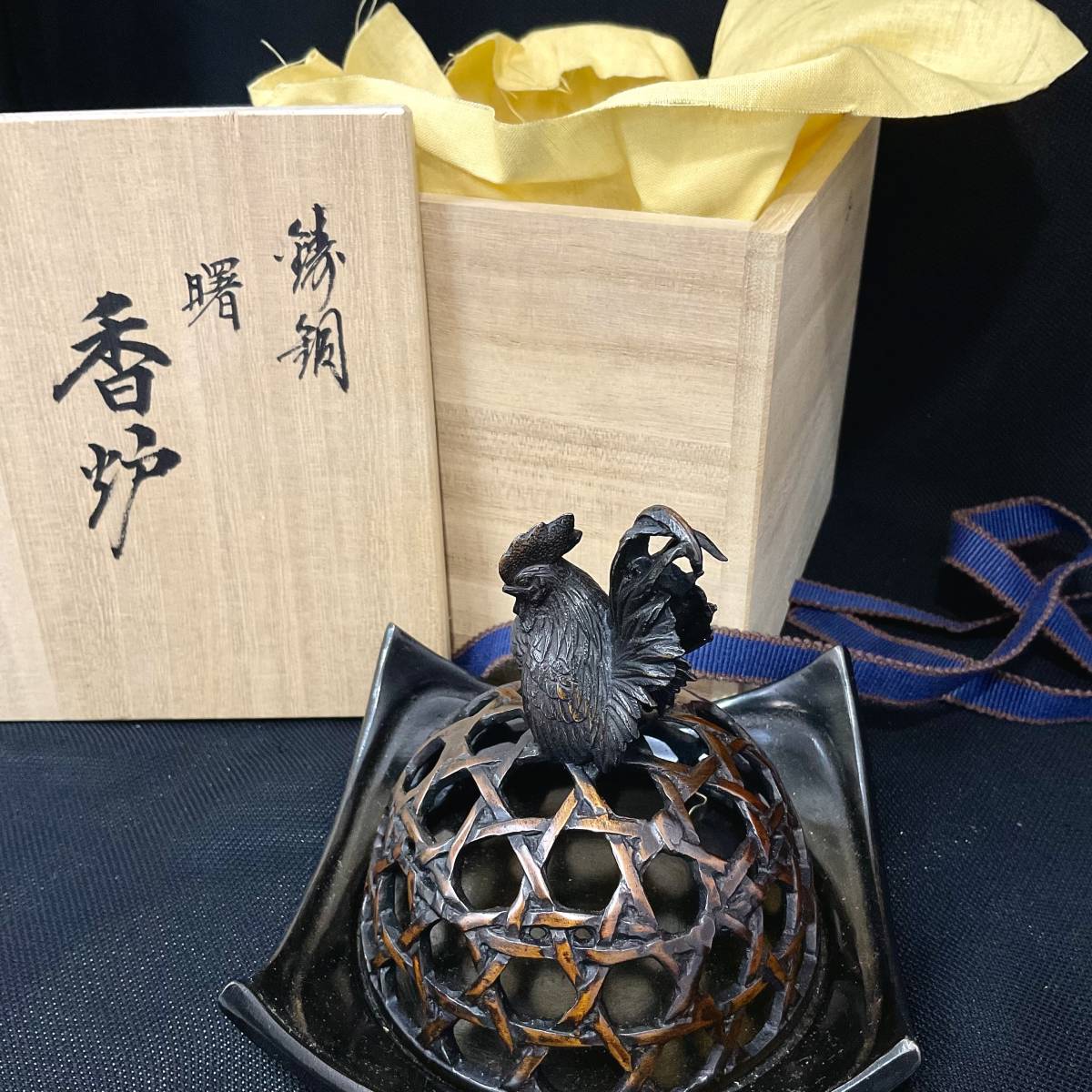 高岡銅器 UNRYUU 桐箱入 白金 松美堂 香立 香炉の中古品・新品・未