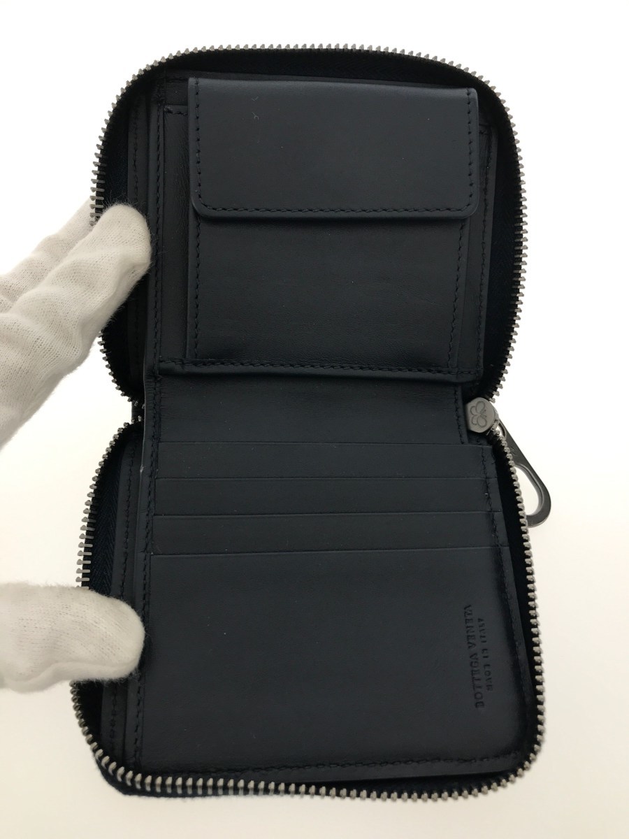 BOTTEGA VENETA◆2つ折り財布/レザー/NVY BOTTEGA VENETA 二つ折り財布 イタリア製' '高級 折りたたみ
