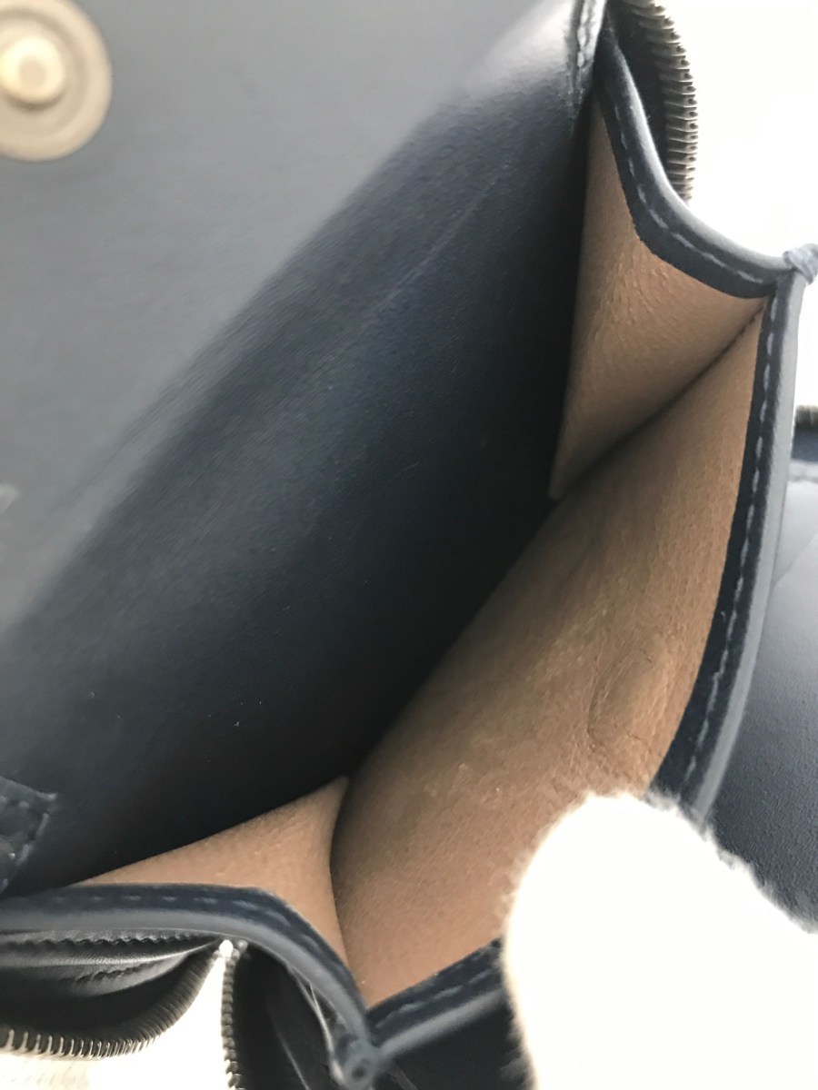 BOTTEGA VENETA◆2つ折り財布/レザー/NVY BOTTEGA VENETA 二つ折り財布 イタリア製' '高級 折りたたみ