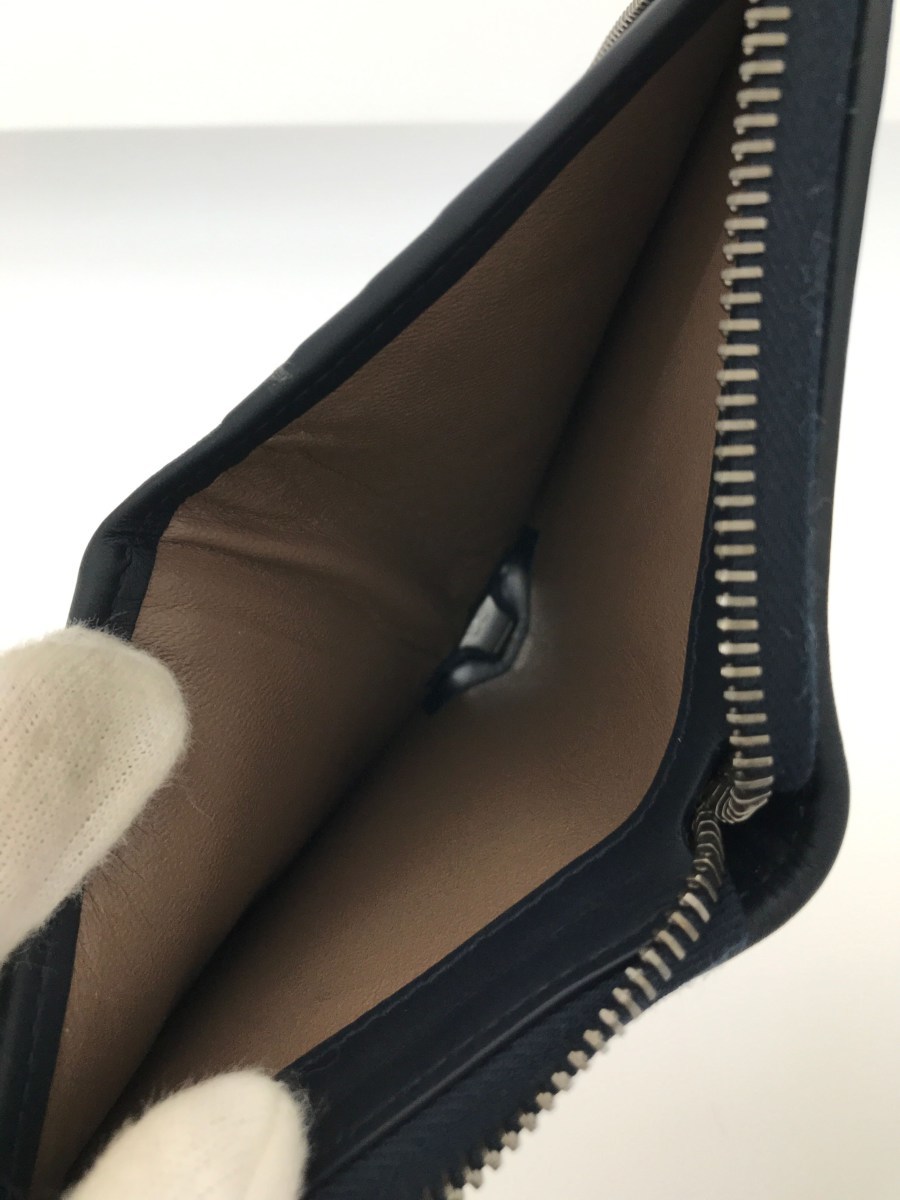 BOTTEGA VENETA◆2つ折り財布/レザー/NVY BOTTEGA VENETA 二つ折り財布 イタリア製' '高級 折りたたみ