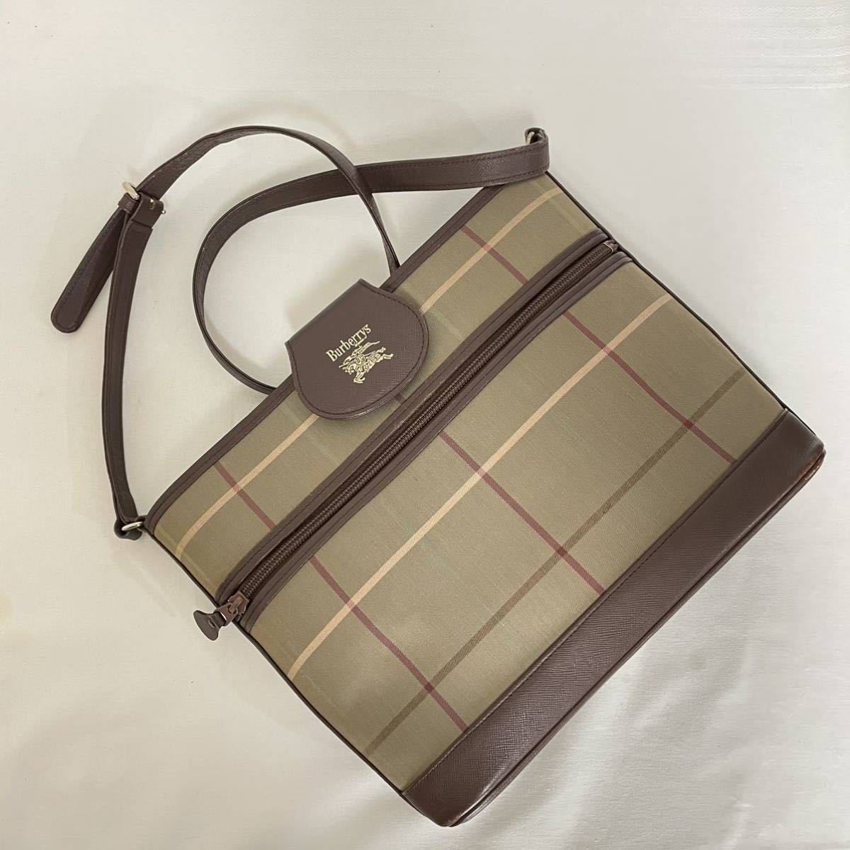 バーバリー BURBERRY チェック シャドーホース レザー ナイロン 