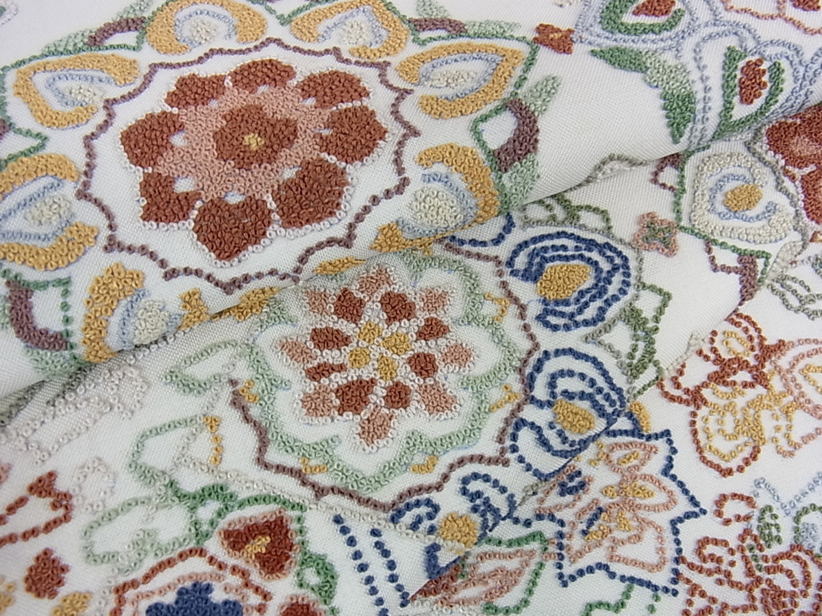 花美人着物□中国三大刺繍 総相良刺繍 総刺繍 太鼓柄袋帯