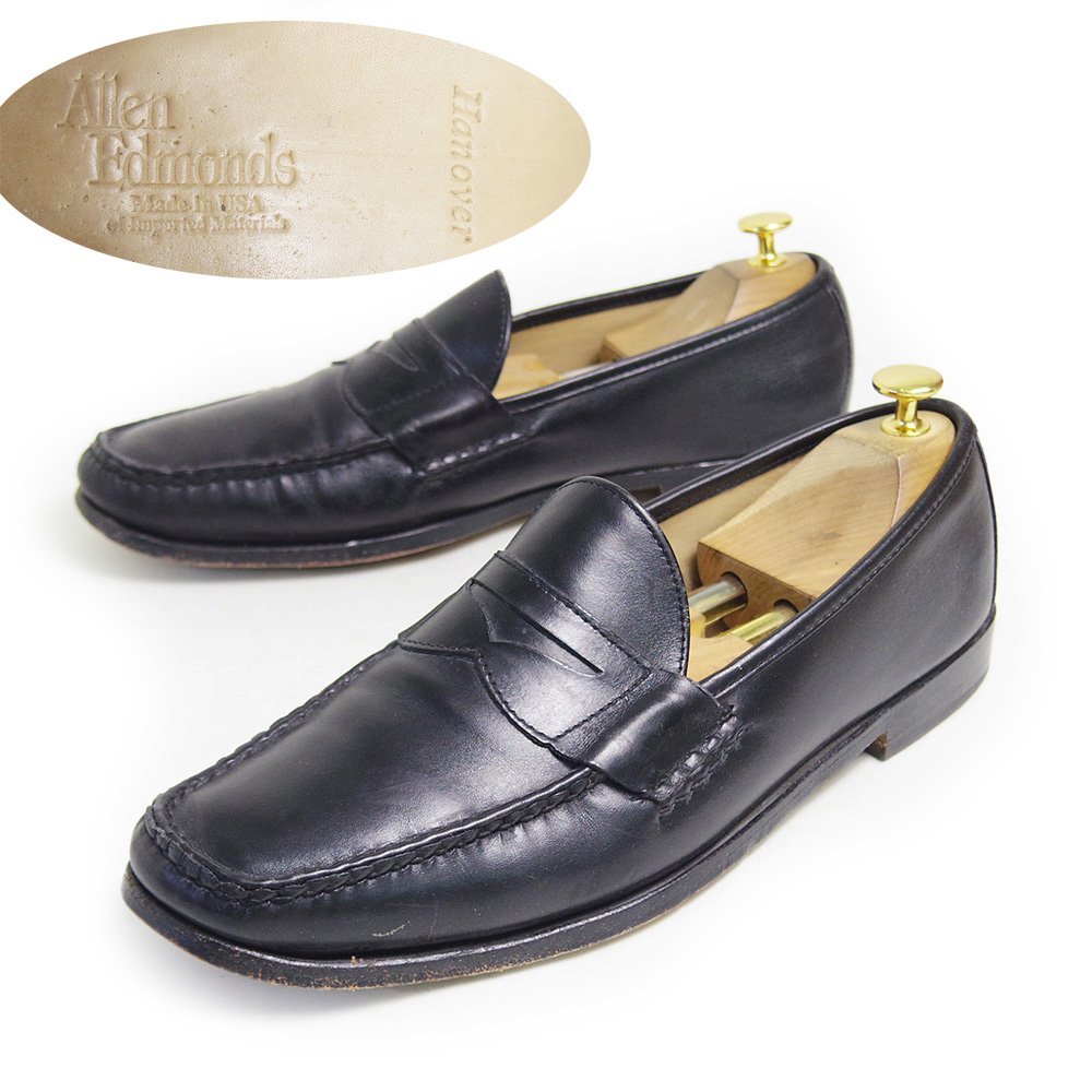 29.5cm相当　Allen Edmonds Hanover　アレンエドモンズ ハノーバー　USA製　コインローファー　ブラック　革靴　ローファー　/U5773 Allen アレンエドモンズ 古着 Street Clark D