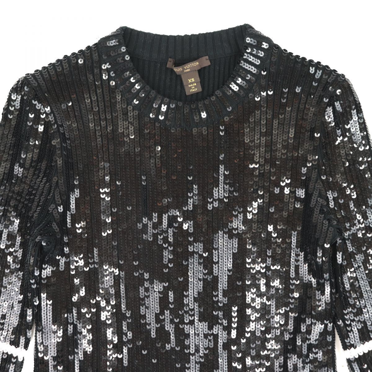 美品 ルイ・ヴィトン 13SS スパンコールニットドレス ワンピース 