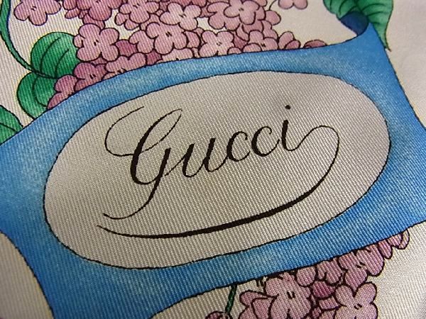1円 □美品□ GUCCI グッチ シルク100% フラワー柄 花柄 大判 スカーフ