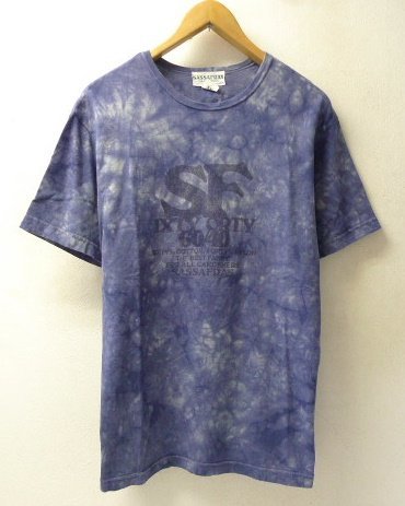 【SALE，低価】 SASSAFRAS ササフラス タイダイ 染め 加工 ロゴプリント Tシャツ ネイビー サイズM(Mサイズ)｜売買されたオークション情報、yahooの商品情報をアーカイブ公開 - オークファン Mサイズ