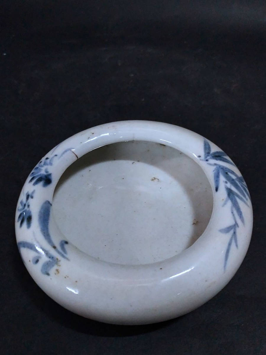 130PX☆朝鮮古陶磁☆ 高麗磁 李朝 白磁染付筆洗 古美術品 時代品 骨董