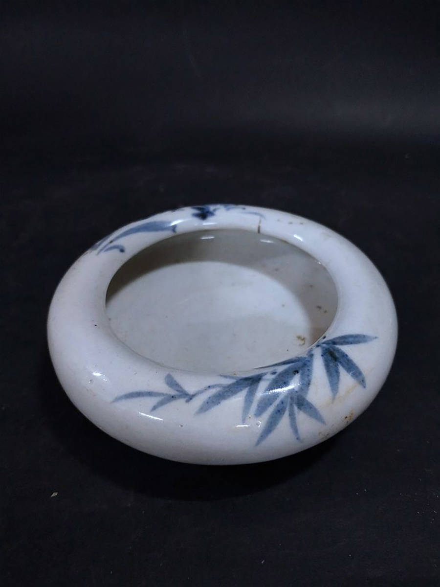 130PX☆朝鮮古陶磁☆ 高麗磁 李朝 白磁染付筆洗 古美術品 時代品 骨董