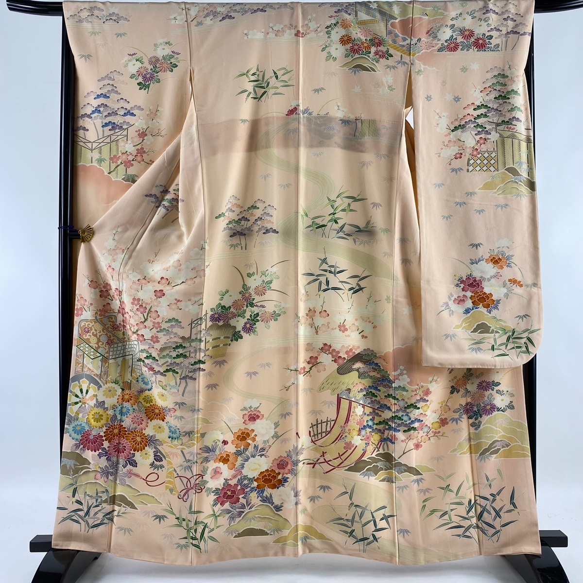 暈し染め 金彩 逸品 正絹 駒刺繍 花車文 BAAX6536hj 平和屋着物□豪華