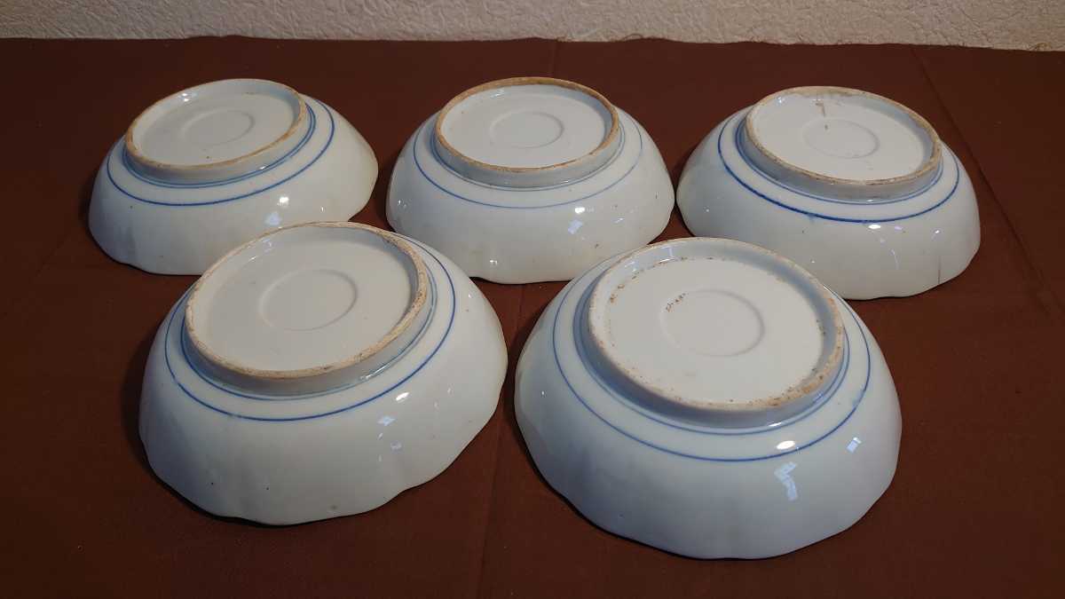 古伊万里 伊万里 なます皿 膾皿 色絵 輪華皿 アンティーク伊万里 5客