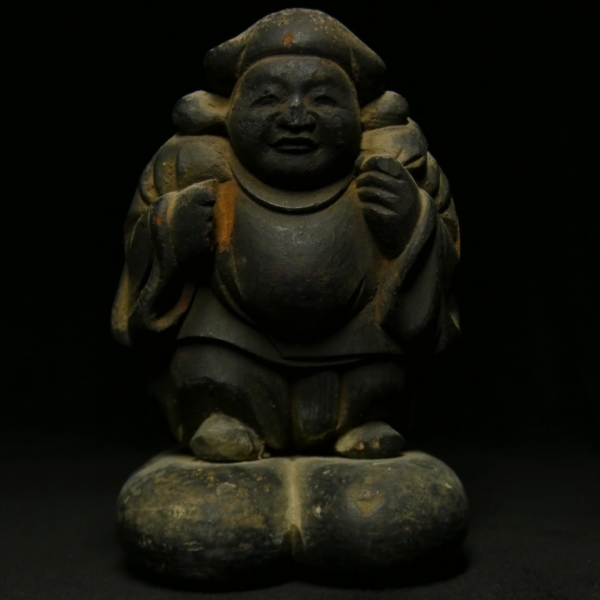 古い木彫 江戸期 大黒像 検:大黒様 仏教美術 置物 七福神 恵比寿様 8271