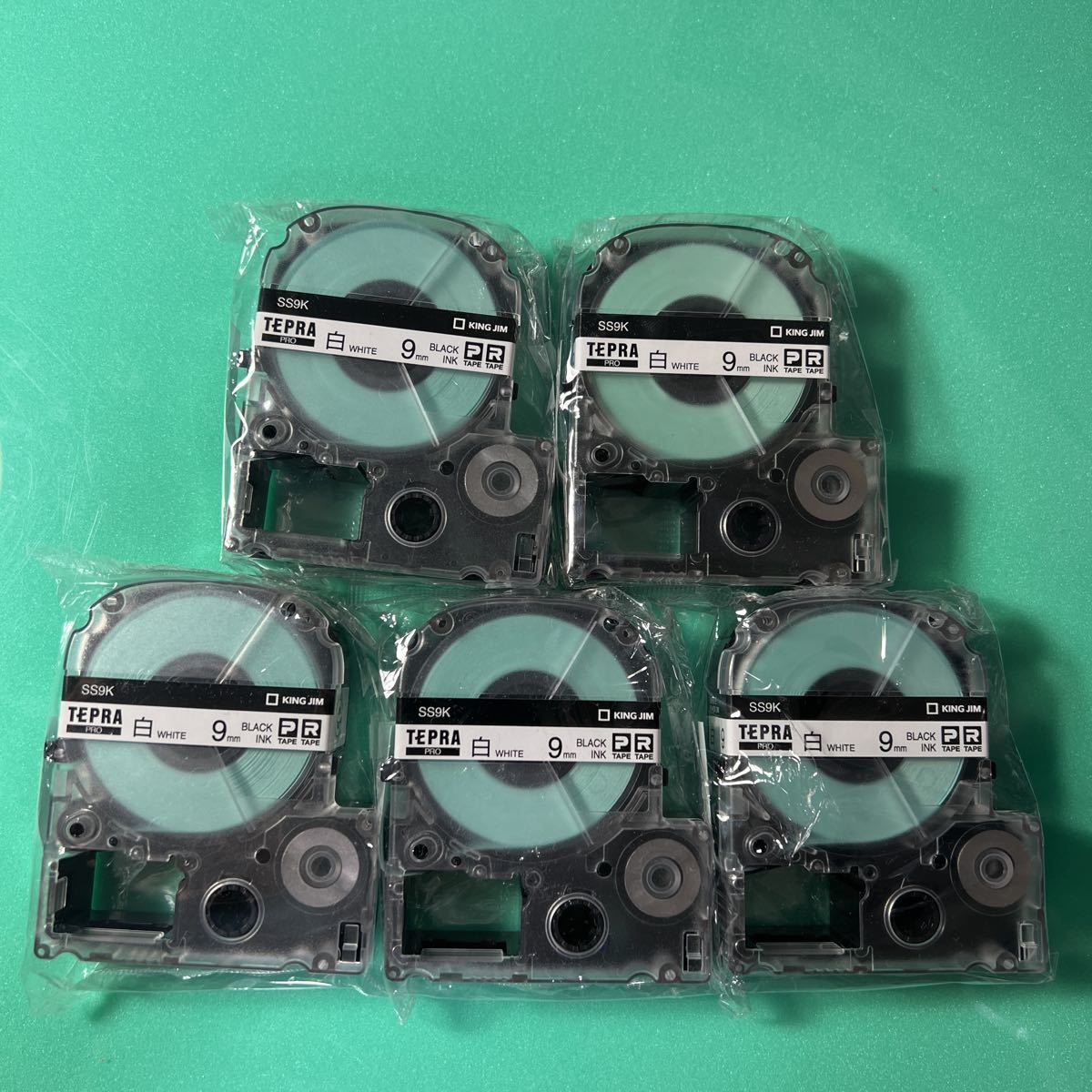 （未使用品）テプラPROテープカートリッジ白9mm×5個セット No.12