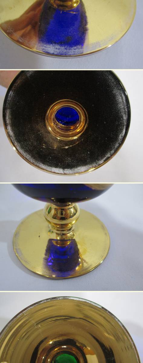 格安,正規品 《ジャムルK》ko8-1 ◆送料無料◆Venezian Glass ベネチアンガラス 3点 まとめ ワイングラス 水差し デキャンタ 金彩 花文 高級 イタリア製