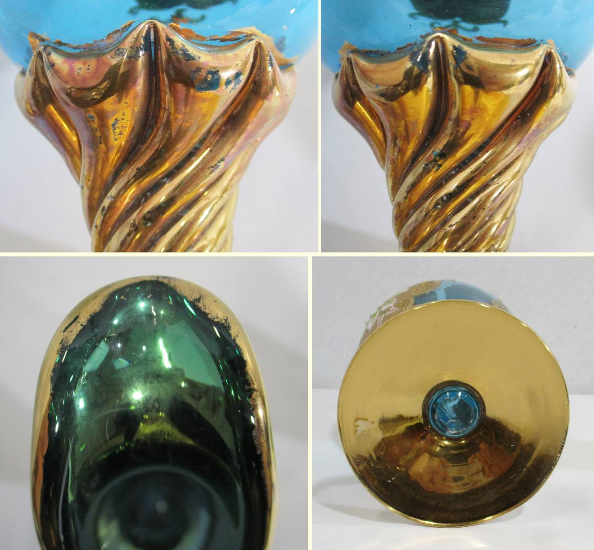 格安,正規品 《ジャムルK》ko8-1 ◆送料無料◆Venezian Glass ベネチアンガラス 3点 まとめ ワイングラス 水差し デキャンタ 金彩 花文 高級 イタリア製