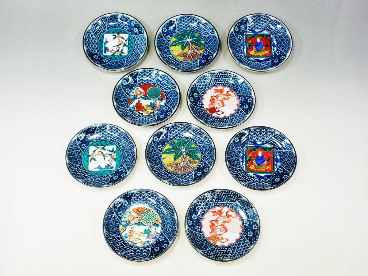 九谷焼 時代 小皿揃（5種2セット）10客 まとめて 未使用新品/小皿 豆皿