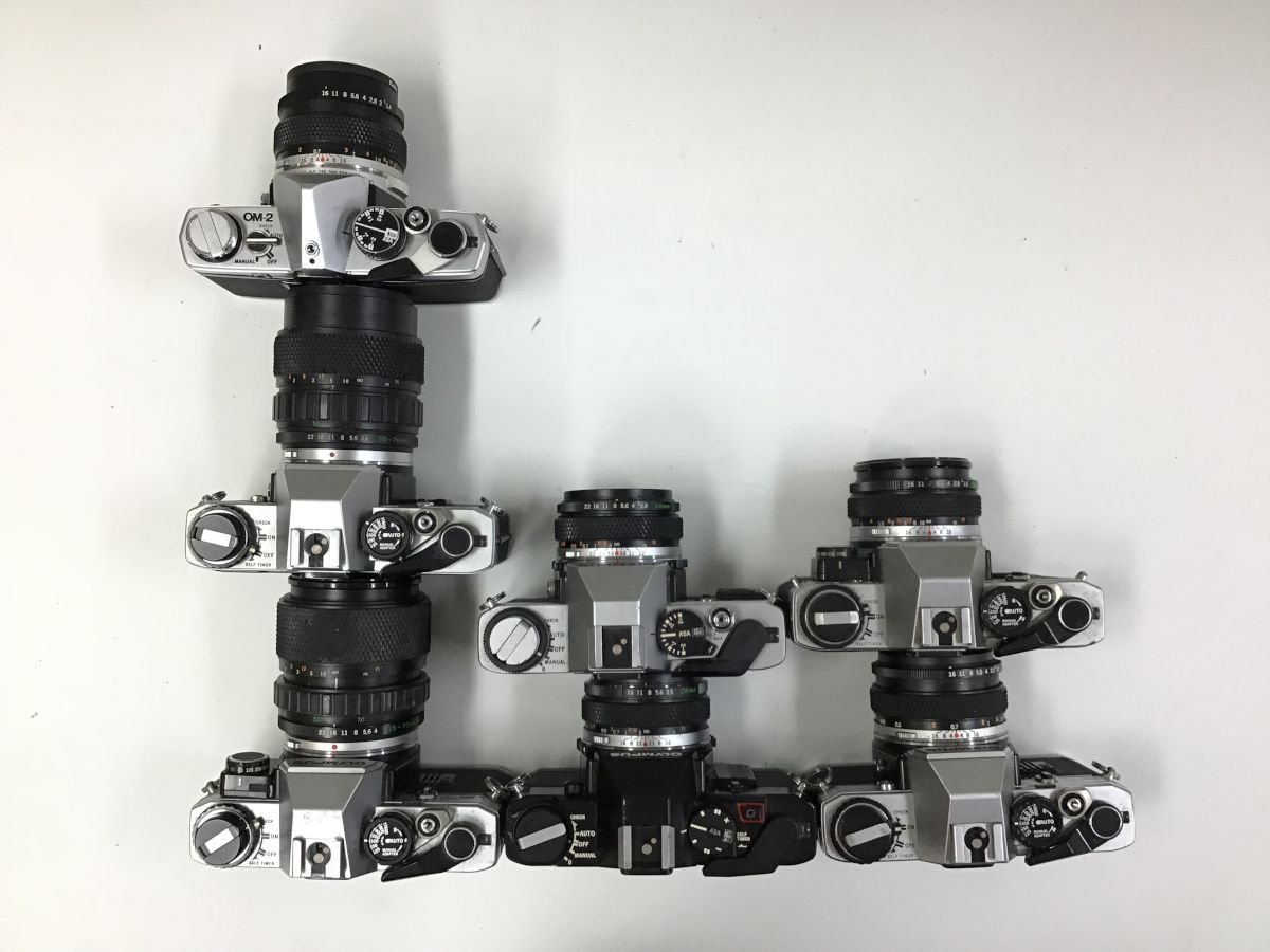 Olympus OM-2 OM-20 OM-30 + 28mm 2.8 ， 50mm 1.4 他 一眼レフ 7点セット まとめ ●ジャンク品 [4586TMC]