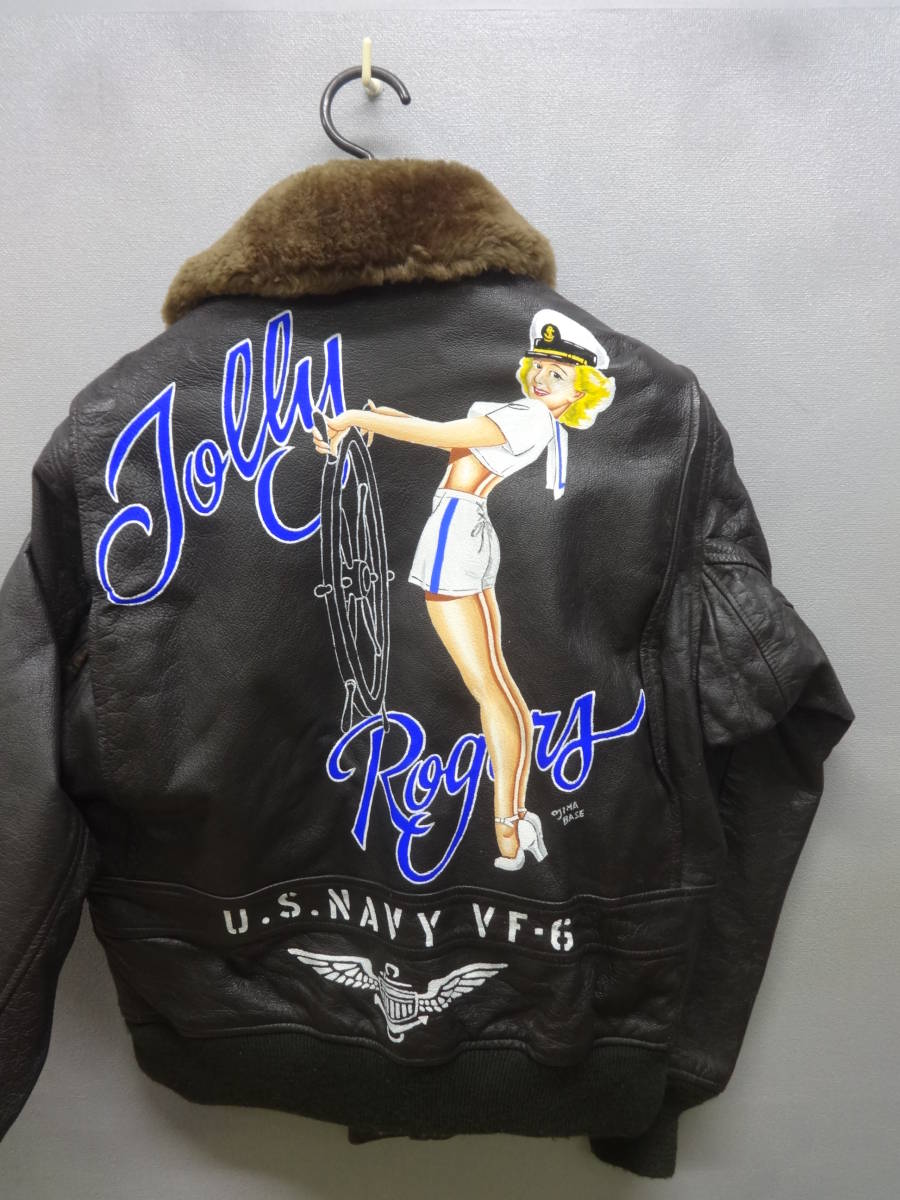 G-1フライトジャケット/JOLLY ROGERS/ハンドペイント/A-2/B-3/良品 /Mサイズ