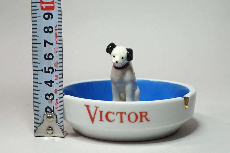 昭和レトロ 陶器製 ビクター犬 灰皿 Victor ニッパー犬 置物 Nipper