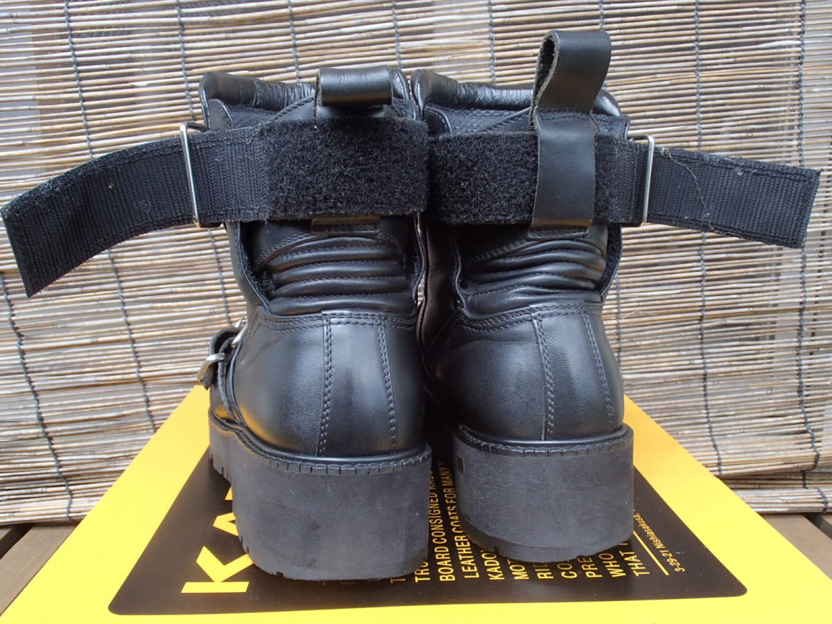 カドヤ・KADOYA 定番の◇アンクルブーツBLACK ANKLE(A)厚底仕様 25cm  