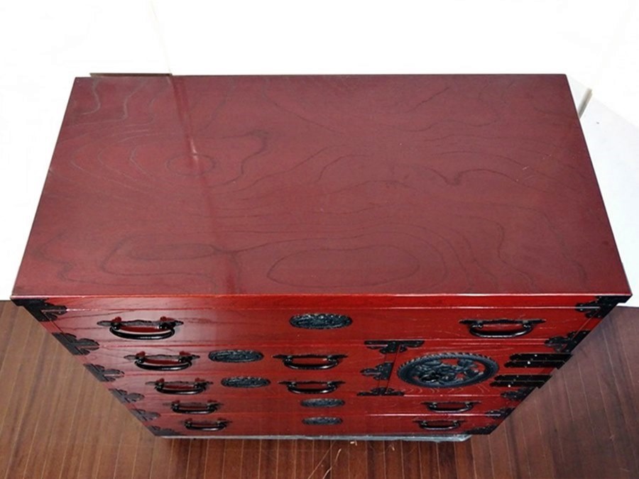 山口)青木産業 和家具 時代箪笥 チェスト 江戸シリーズ 欅材 ケヤキ 幅