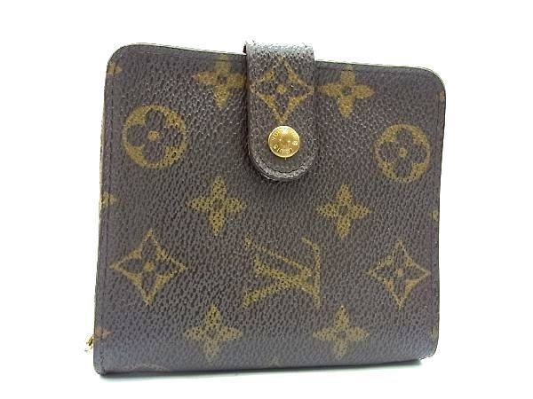 1円 LOUIS VUITTON ルイヴィトン M61667 モノグラム コンパクトジップ 二つ折り 財布 ウォレット 小銭入れ ブラウン系 AB9427sM