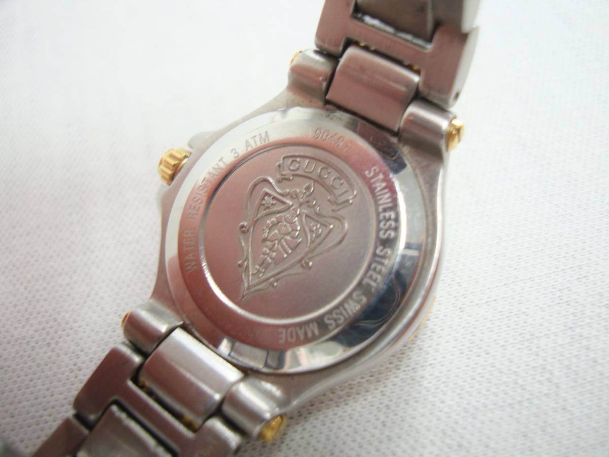 稼働品◇グッチ GUCCI 9040L デイト レディース クォーツ QZ 黒文字盤
