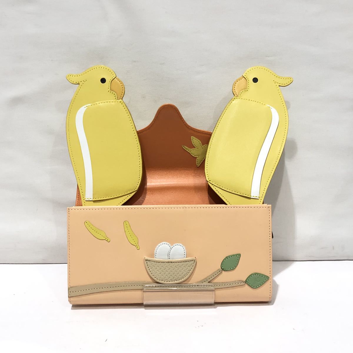 レディース キタムラkitamura インコ本革レザー ハンドバッグ極美品