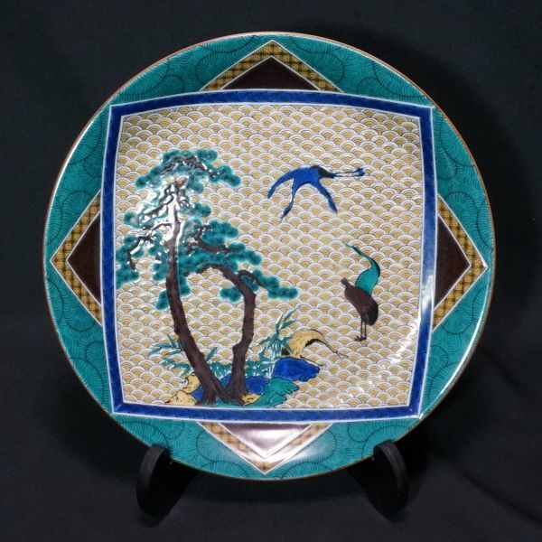 古九谷焼 角福 吉田屋 青手色絵山水大皿～ 希少年代物 古九谷 吉田屋窯 青手 皿 吉田屋 色絵 九谷焼 角福 2026年
