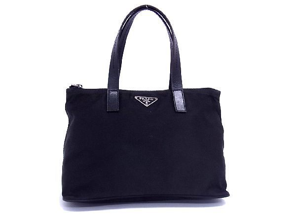 【美品】PRADA プラダ　トートバッグ レザーハンドル テスートナイロン PRADA 1円 プラダ テスートナイロン×レザー ハンドバッグ トート