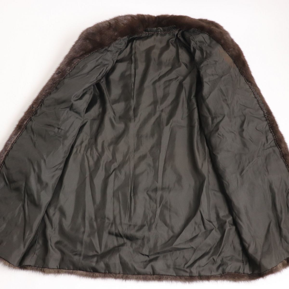 毛並み美品☆MINK ミンク 本毛皮セミロングコート ブラウン 毛質艶やか・