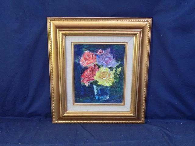 絵画買取・販売の小竹美術 木村優博「バラ」油絵・F3号 FERRER「薔薇 