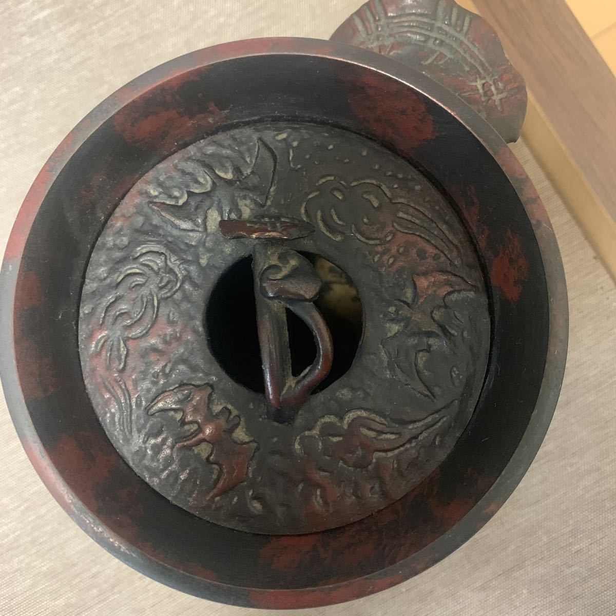 古銅　布袋香炉　1784g/高さ約22.5㎝　東Y8-0708①タサコ 在銘 香炉 古銅 古美術 銅製 香道具 置物 - 破葉に蛙 茶托 葉