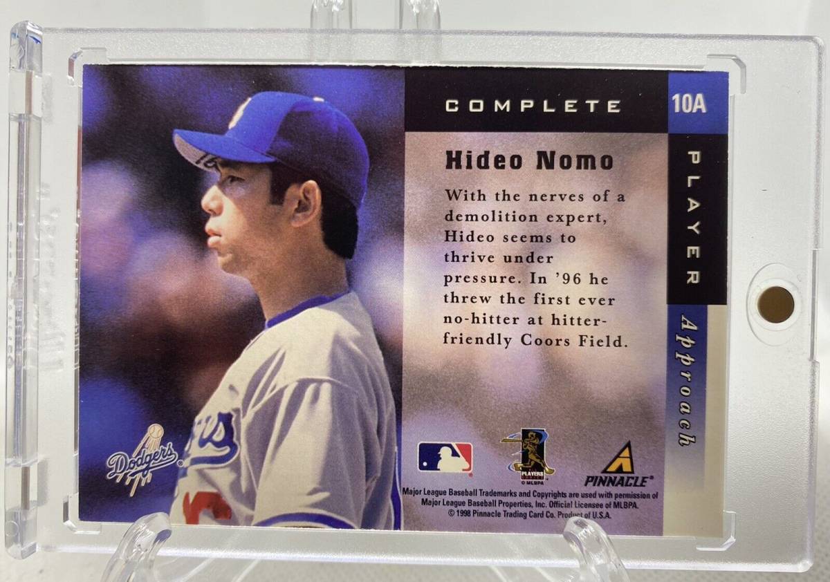 野茂英雄 直筆サインカード Pinnacle score 1998 Hideo nomo signed 