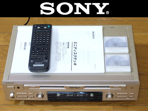 ☆01 完動品 SONY MDS-W1 稀少ダブルMDデッキ 専用リモコン/取扱説明書