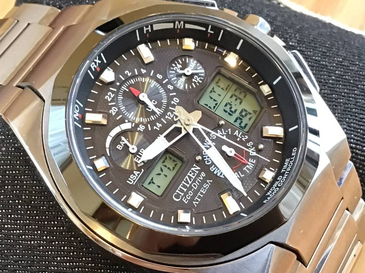 CITIZEN シチズン アテッサ ATV53-2833 エコドライブ 電波時計 チタン 